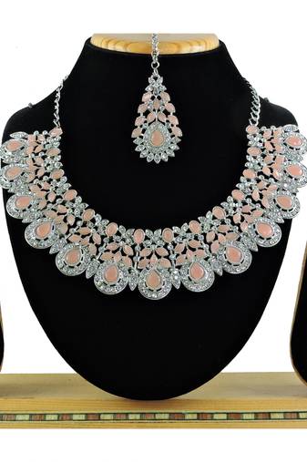 Orange designer function wear ad necklace set