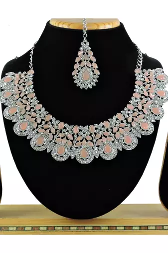 Orange designer function wear ad necklace set