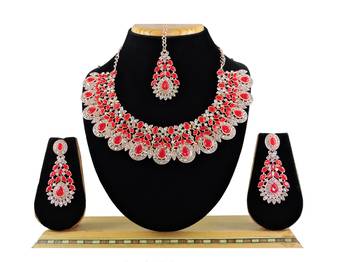 Red designer function wear ad necklace set 1