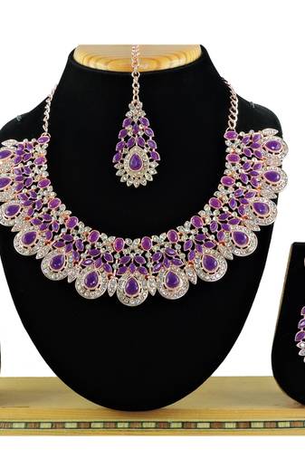 Purple designer function wear ad necklace set