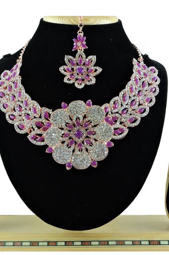 Purple designer function wear ad necklace set