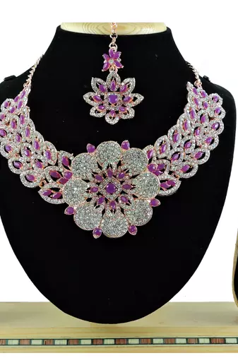Purple designer function wear ad necklace set