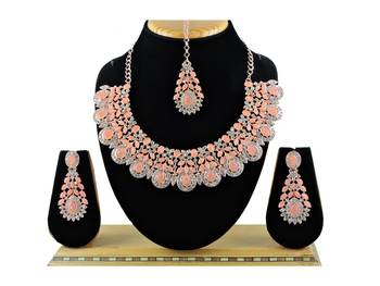 Orange designer function wear ad necklace set 1