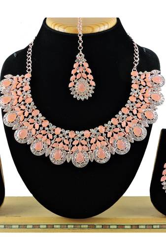 Orange designer function wear ad necklace set