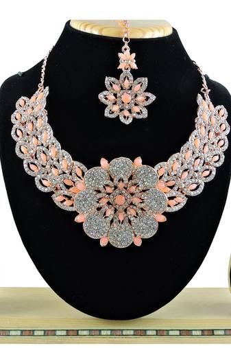 Orange designer function wear ad necklace set