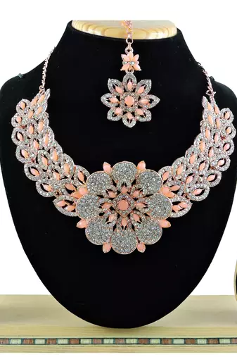 Orange designer function wear ad necklace set