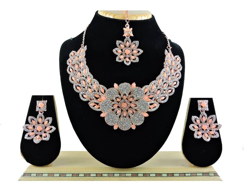 Orange designer function wear ad necklace set