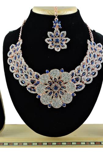 Blue designer function wear ad necklace set