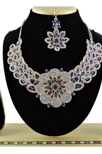 Blue designer function wear ad necklace set
