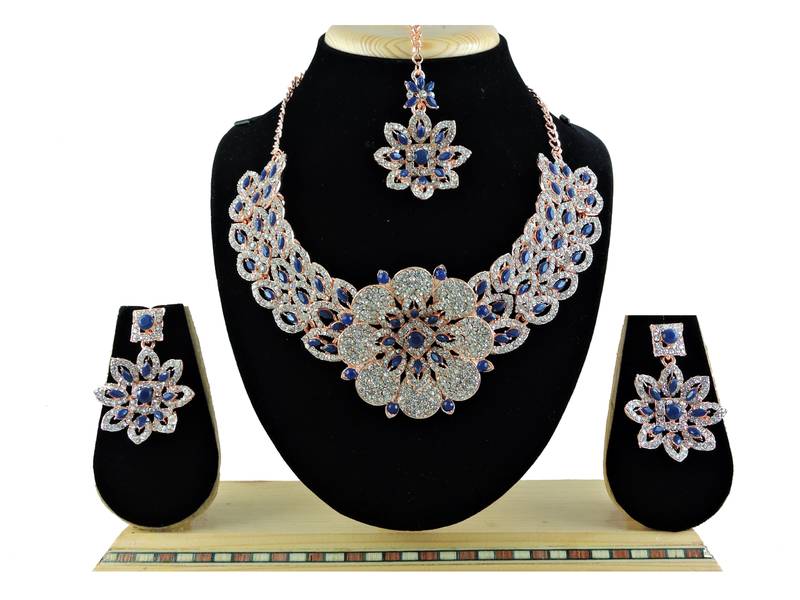 Blue designer function wear ad necklace set