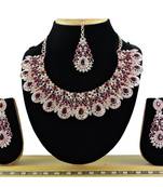 Maroon designer function wear ad necklace set
