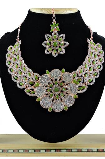 Maroon designer function wear ad necklace set