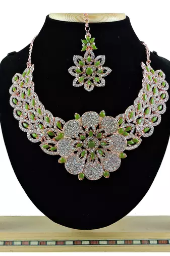 Maroon designer function wear ad necklace set