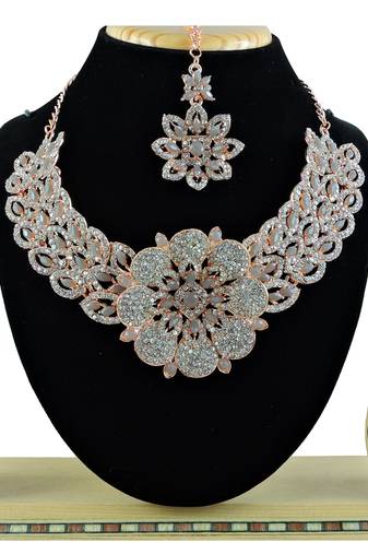 Grey designer function wear ad necklace set