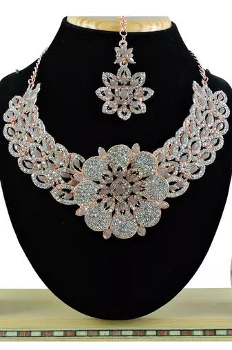 Grey designer function wear ad necklace set