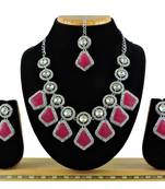 Red designer function wear ad necklace set