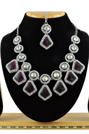 Purple designer function wear ad necklace set