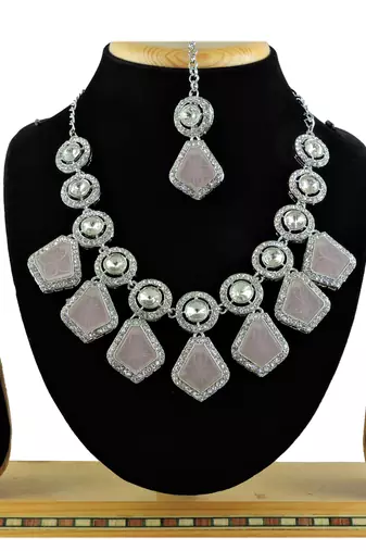 Pink designer function wear ad necklace set
