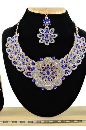 Blue designer function wear ad necklace set