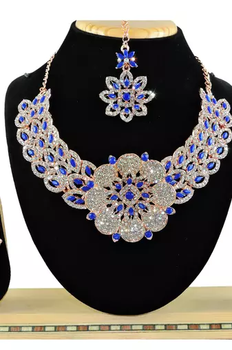 Blue designer function wear ad necklace set