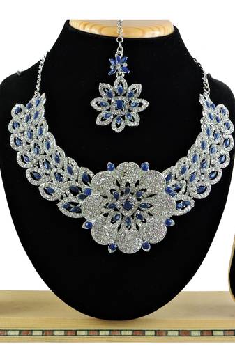 Blue designer function wear ad necklace set