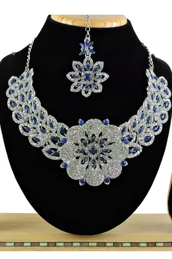 Blue designer function wear ad necklace set