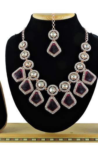 Purple designer function wear ad necklace set