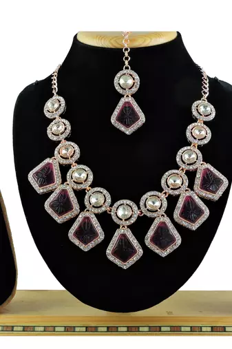 Purple designer function wear ad necklace set