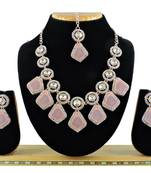 Pink designer function wear ad necklace set