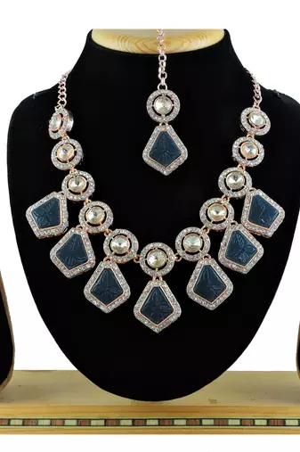 Blue designer function wear ad necklace set