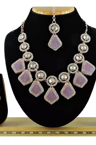 Purple designer function wear ad necklace set