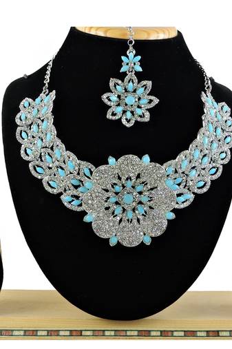 Turquoise designer function wear ad necklace set