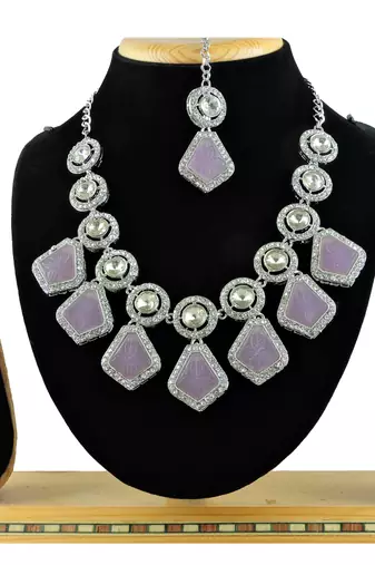 Purple designer function wear ad necklace set