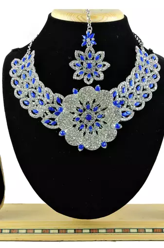 Blue designer function wear ad necklace set