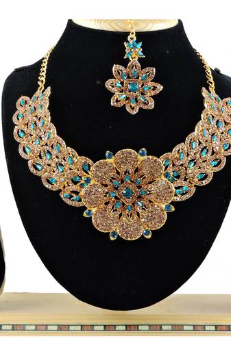 Turquoise designer function wear ad necklace set