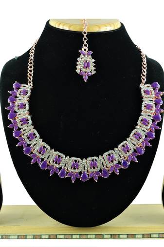 Purple designer function wear ad necklace set