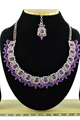 Purple designer function wear ad necklace set