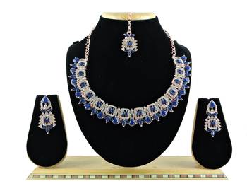 Blue designer function wear ad necklace set 1