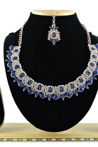 Blue designer function wear ad necklace set