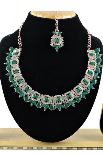 Green designer function wear ad necklace set