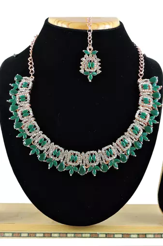 Green designer function wear ad necklace set