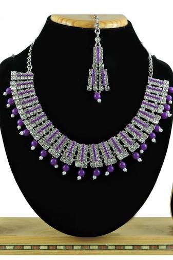 Purple designer function wear ad necklace set
