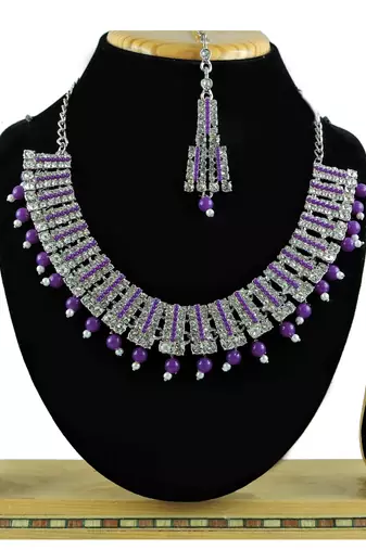 Purple designer function wear ad necklace set