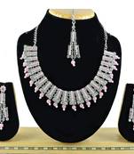Pink designer function wear ad necklace set