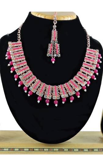 Red designer function wear ad necklace set