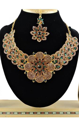 Green designer function wear ad necklace set