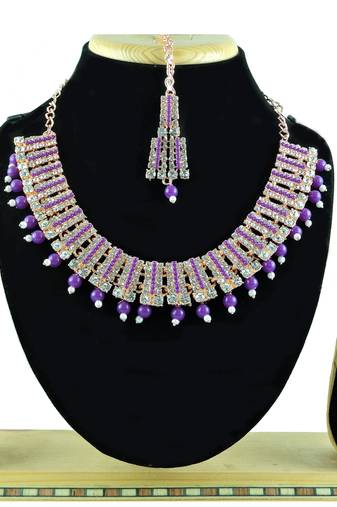 Purple designer function wear ad necklace set