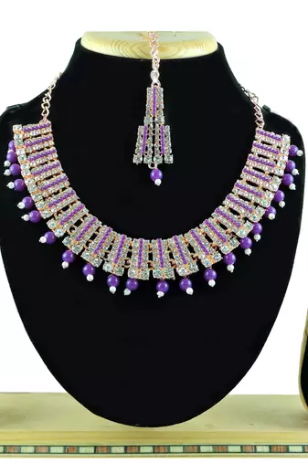 Purple designer function wear ad necklace set