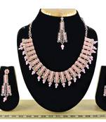 Pink designer function wear ad necklace set