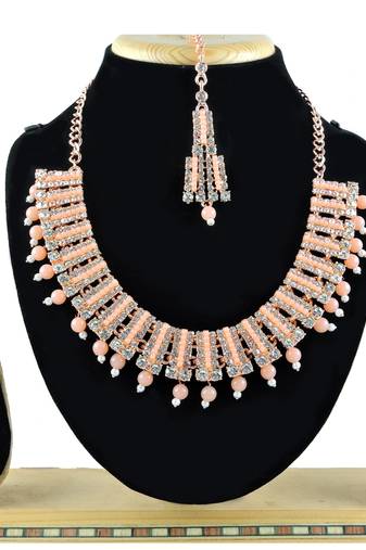 Orange designer function wear ad necklace set